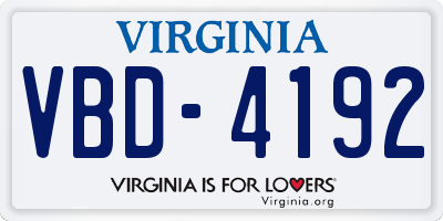 VA license plate VBD4192