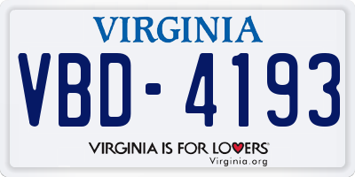 VA license plate VBD4193