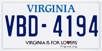 VA license plate VBD4194