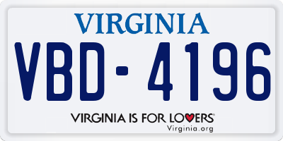 VA license plate VBD4196