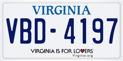 VA license plate VBD4197