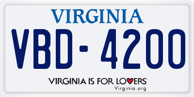 VA license plate VBD4200