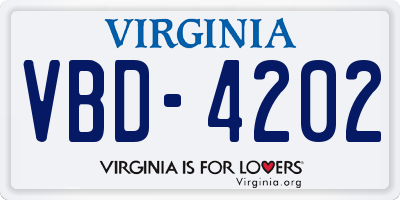 VA license plate VBD4202