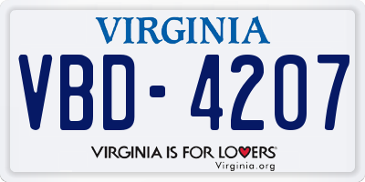 VA license plate VBD4207