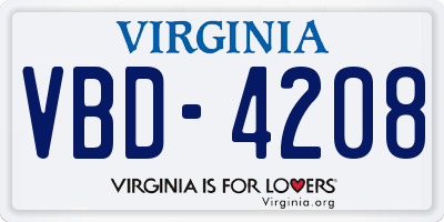 VA license plate VBD4208