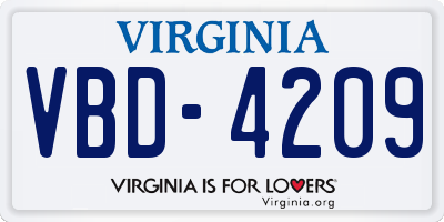VA license plate VBD4209
