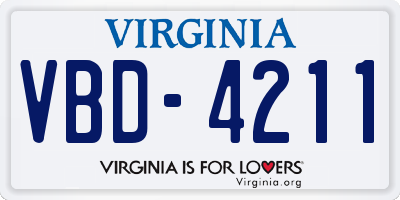 VA license plate VBD4211