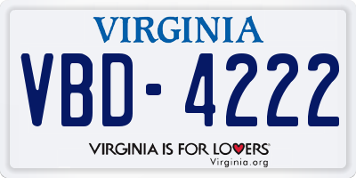 VA license plate VBD4222