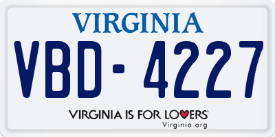 VA license plate VBD4227