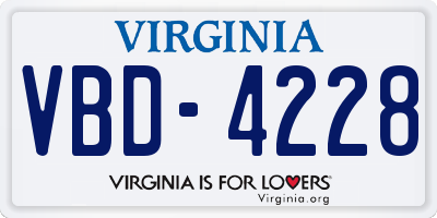 VA license plate VBD4228