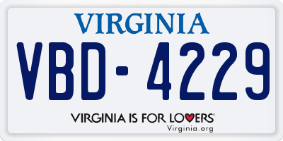 VA license plate VBD4229