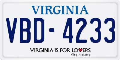VA license plate VBD4233