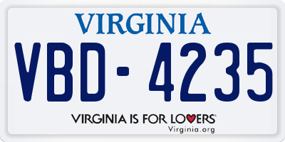 VA license plate VBD4235