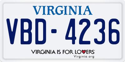 VA license plate VBD4236