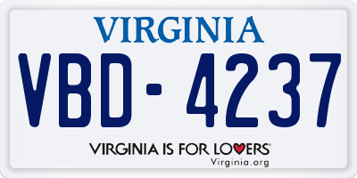 VA license plate VBD4237
