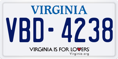VA license plate VBD4238