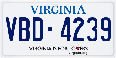 VA license plate VBD4239