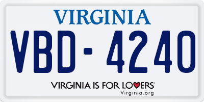 VA license plate VBD4240