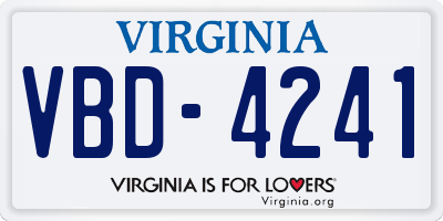 VA license plate VBD4241
