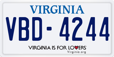 VA license plate VBD4244