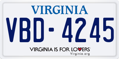 VA license plate VBD4245