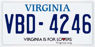 VA license plate VBD4246