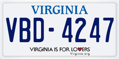VA license plate VBD4247