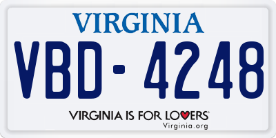 VA license plate VBD4248