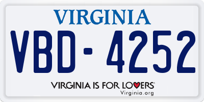 VA license plate VBD4252