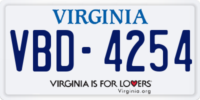 VA license plate VBD4254