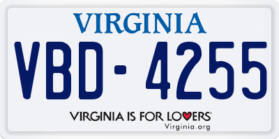 VA license plate VBD4255