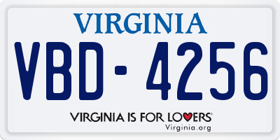 VA license plate VBD4256