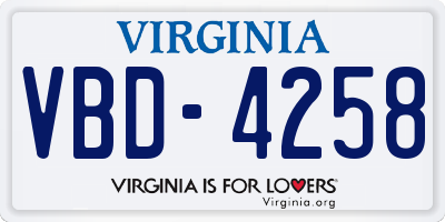 VA license plate VBD4258