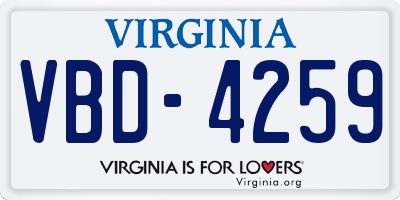VA license plate VBD4259