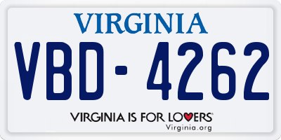 VA license plate VBD4262