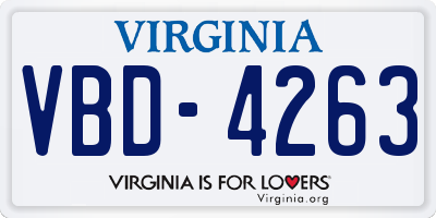 VA license plate VBD4263