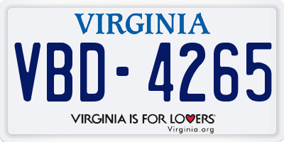 VA license plate VBD4265