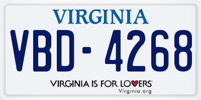 VA license plate VBD4268
