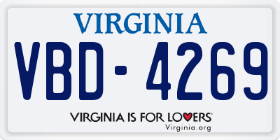 VA license plate VBD4269