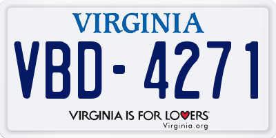 VA license plate VBD4271