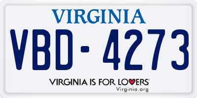 VA license plate VBD4273