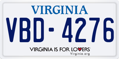 VA license plate VBD4276