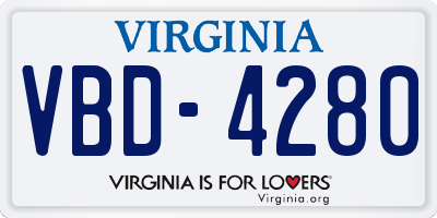 VA license plate VBD4280