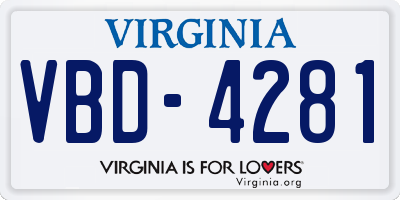 VA license plate VBD4281