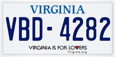 VA license plate VBD4282