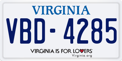 VA license plate VBD4285