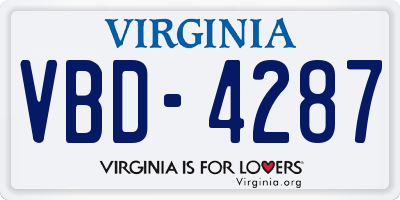 VA license plate VBD4287