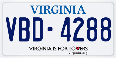 VA license plate VBD4288