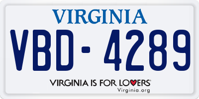 VA license plate VBD4289