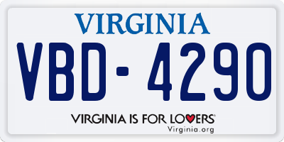 VA license plate VBD4290